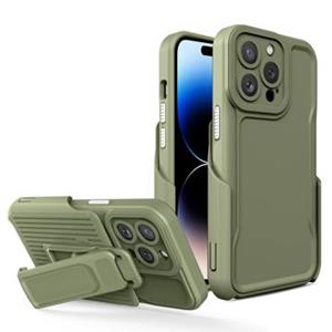 Explorer Series iPhone 14 Pro Max Hybride Hoesje met Riemclip - Army Groen