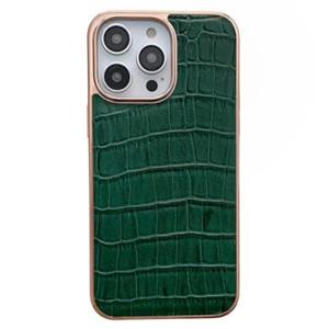 Crocodile Series iPhone 14 Pro Max Leren Gecoate Case - Groente