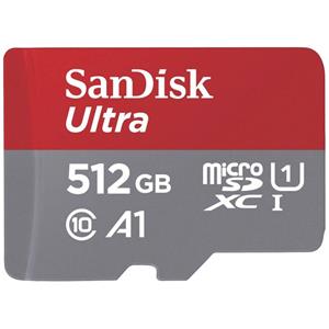 SanDisk microSDXC Ultra 512GB (A1/UHS-I/Cl.10/150MB/s) + Adapter Mobile microSDXC-kaart 512 GB A1 Application Performance Class, UHS-Class 1