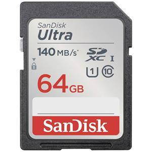 SanDisk SDXC Ultra 64GB (Class 10/UHS-I/140MB/s) SDHC-kaart 64 GB UHS-Class 1 Waterdicht, Schokbestendig