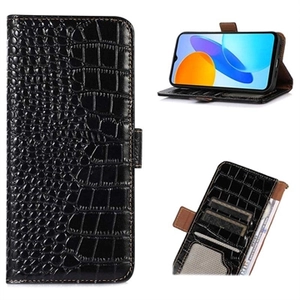 Crocodile Series Honor X20 SE Wallet Leren Hoesje met RFID - Zwart