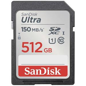 SanDisk SDXC Ultra 512GB (Class 10/UHS-I/150MB/s) SDXC-kaart 512 GB UHS-Class 1 Waterdicht, Schokbestendig