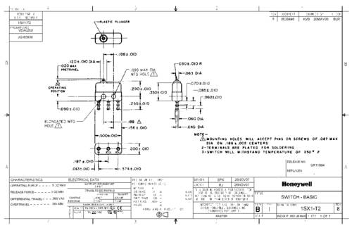 Honeywell SPS 1SX1-T2 Klikschakelaar 1 stuk(s)