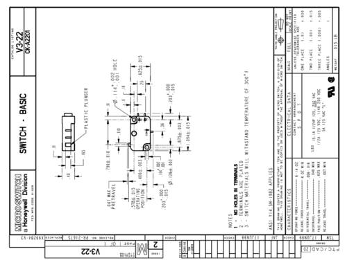 Honeywell SPS V3-22 Klikschakelaar 1 stuk(s) Single