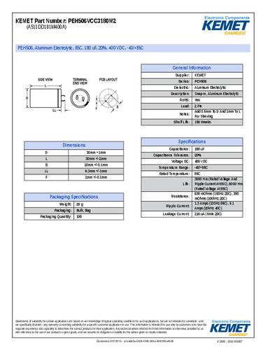 Kemet Elektrolytische condensator 1 stuk(s) Box