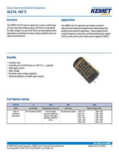Kemet Elektrolytische condensator 1 stuk(s) Box