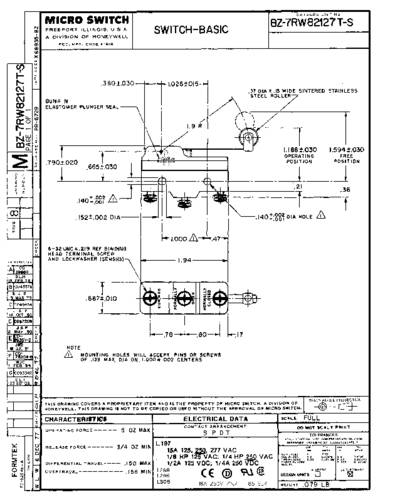Honeywell SPS BZ-7RW82127T-S Klikschakelaar 1 stuk(s) Single