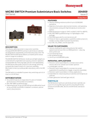 Honeywell SPS 11SM23-T Klikschakelaar 1 stuk(s) Single