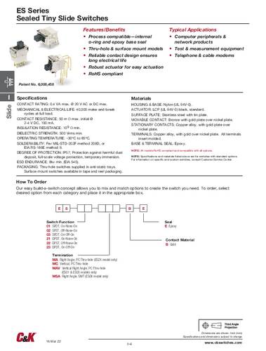 C & K Switches Schuifschakelaar 20 V 1x aan/uit/aan IP57 1 stuk(s) Tape