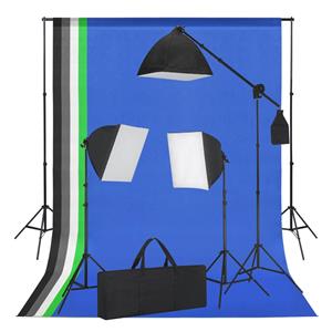 VIDAXL Fotostudio-set Mit Softbox-leuchten Und Hintergründen