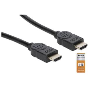 Manhattan HDMI Cable with Ethernet, 4K@60Hz (Premium High Speed), 3m, Male to Male, Black, Ultra HD 4k x 2k, Fully Shielded, Gold Plated Contacts, Lifetime Warranty, Polybag - HDMI-Kabel mit Ethernet 
