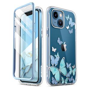 I-blason COSMO 360° Backcover Hoesje Met Screen Protector iPhone 13 - Blauwe Vlinders