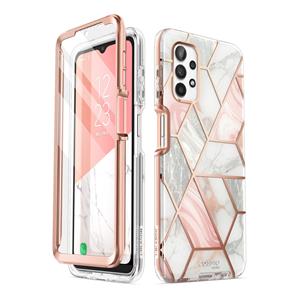 I-blason Cosmo 360 Backcover hoesje met screenprotector Samsung A32 5G - Marmer Wit