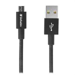 Sync-/Ladekabel USB/Micro usb - 30cm Stainless Steel (Schwarz) (48866) - Verbatim