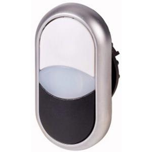 Eaton M22-DDL-WS Doppeldrucktaste blanko - Doppeldrucktaste, RMQ-Titan, Tasten und Leuchtmelder vorstehend, tastend, Vorsatzlinse weiß, weiß, schwarz, unbeschriftet, Frontring Titan