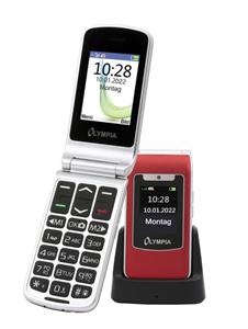 Olympia Mobiele telefoon 4G met grote toets en noodoproeptoets, USB-C-aansluiting, rood