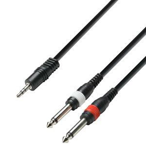 Adam Hall 3 Star YWPP 0300 verloopkabel 1x mini-jack naar 2x mono jack 3m