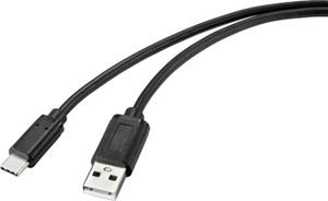 Renkforce USB-Kabel USB 2.0 USB-C™ Stecker, USB-A Stecker 2.00m Schwarz mit antimikrobieller Oberf