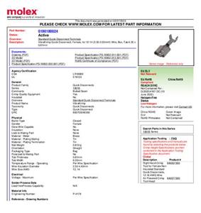 Molex 190070016 Platte stekker (female) Insteekbreedte: 4.75 mm Insteekdikte: 0.81 mm 1 stuk(s) Tape