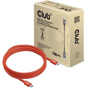 club3d Club 3d - usb 2.0 Typ-C Kabel Bidirektional usb-if 480Mb pd 240W St./St. 3m orange (CAC-1513)