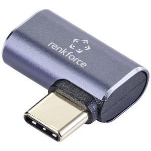 Renkforce USB 4 Adapter [1x USB 4 stekker - 1x USB-C bus] 40 GBit/s 90° haaks naar links, Aluminium-stekker