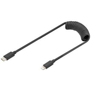 Digitus USB-kabel Apple Lightning stekker, USB-C stekker 1 m Zwart AK-600434-006-S