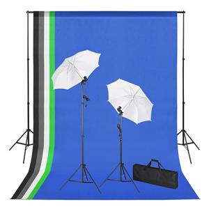 vidaXL Fotostudioset met achtergronden, lampen en paraplu's