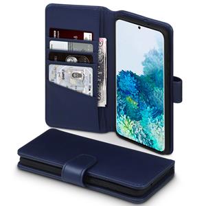 Qubits  luxe echt lederen wallet hoes - Samsung Galaxy S20 Plus - Blauw
