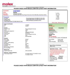 Molex 190740017 Ringkabelschoen Gat diameter: 4 mm 1 stuk(s) Bulk