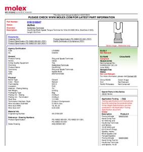Molex 191310047 Vorkkabelschoen Gat diameter=2 mm 1 stuk(s) Bulk