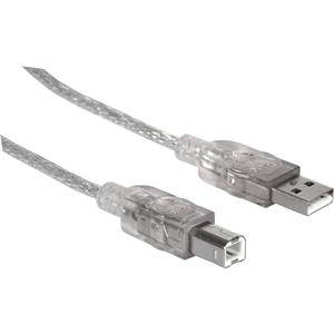 Manhattan USB-Kabel USB 2.0 USB-A Stecker, USB-B Stecker 3.00m Silber 340458