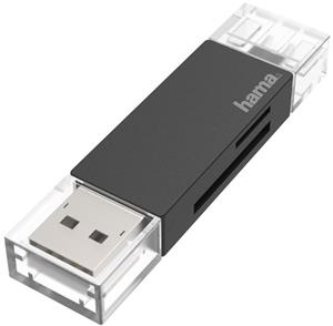 Hama USB-Kartenleser OTG, USB-A + USB-C, SD/microSD schwarz