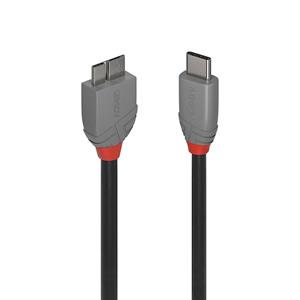 LINDY USB-Kabel USB 3.2 Gen1 (USB 3.0 / USB 3.1 Gen1) USB-C Stecker, USB-Micro-B Stecker 2m Schwar