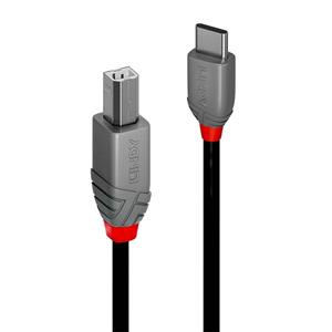 LINDY USB-Kabel USB 2.0 USB-C Stecker, USB-B Stecker 0.5m Schwarz 36940