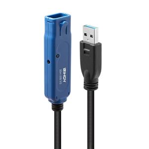 LINDY USB-Kabel USB 3.2 Gen1 (USB 3.0 / USB 3.1 Gen1) USB-A Stecker, USB-A Buchse 20m Schwarz 43361