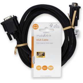 Nedis VGA-Kabel | VGA Male | VGA Male | Vernikkeld | Maximale resolutie: 1280x768 | 3.00 m | Rond | ABS &VerticalLi