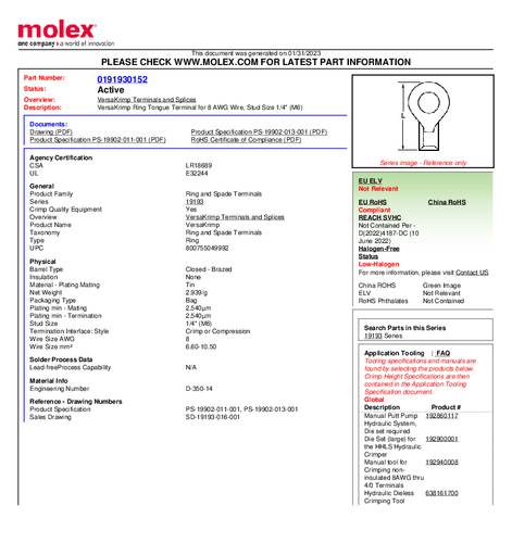 Molex 191930152 Ringkabelschoen Gat diameter: 6 mm 1 stuk(s) Bulk