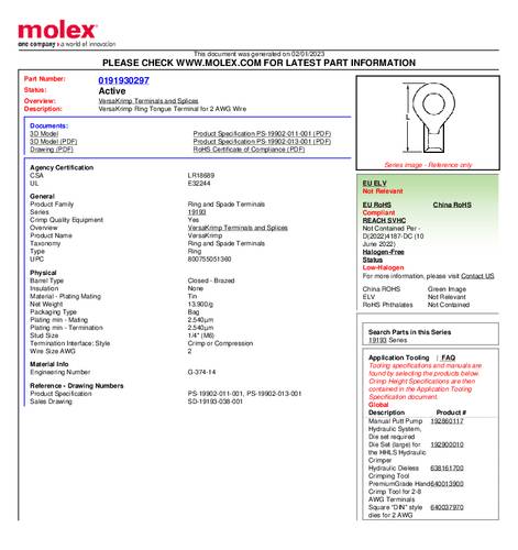 Molex 191930297 Ringkabelschoen 1 stuk(s) Bulk