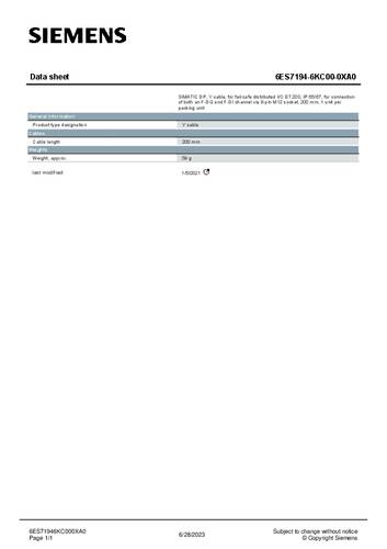 Siemens 6ES7194-6KC00-0XA0