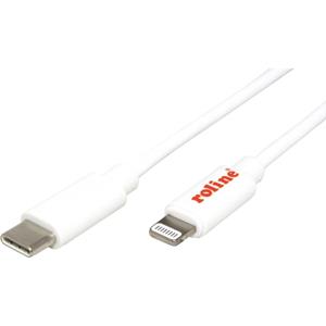 Roline USB-Ladekabel USB-C Stecker, Apple Lightning Stecker 1m Weiß 11028335