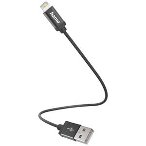 Hama USB-Ladekabel USB 2.0 Apple Lightning Stecker, USB-A Stecker 0.2m Schwarz 00201578