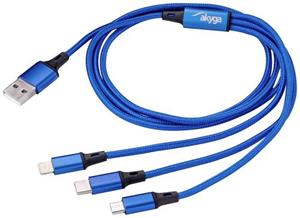 Akyga USB-Kabel USB-A Stecker, Apple Lightning Stecker, USB-C Stecker, USB-Micro-A Stecker 1.2m Bl