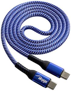 Akyga USB-kabel USB-C stekker, USB-C stekker 1.00 m Blauw AK-USB-37