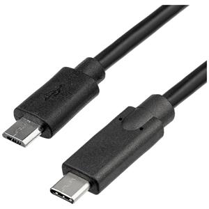 Akyga USB-Kabel USB-Micro-B Stecker, USB-C Stecker 1.0m Schwarz AK-USB-16