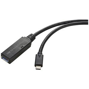 Renkforce USB-kabel USB 3.2 Gen1 (USB 3.0 / USB 3.1 Gen1) USB-C stekker, USB-A bus 5.00 m Zwart Actief met signaalversterking, Met OTG-functie RF-5231962
