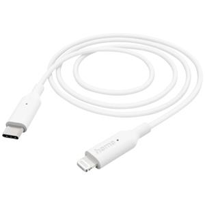 Hama USB-Ladekabel USB 2.0 Apple Lightning Stecker, USB-C Stecker 1m Weiß 00201598