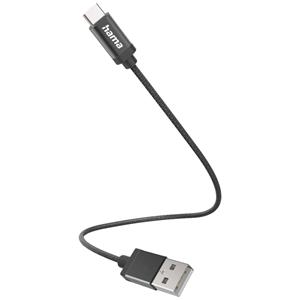 Hama USB-Ladekabel USB 2.0 USB-A Stecker, USB-C Stecker 0.2m Schwarz 00201600