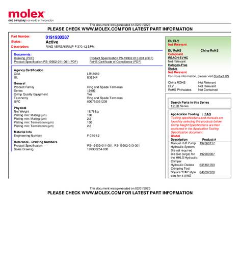 Molex 191930287 Ringkabelschoen 1 stuk(s)