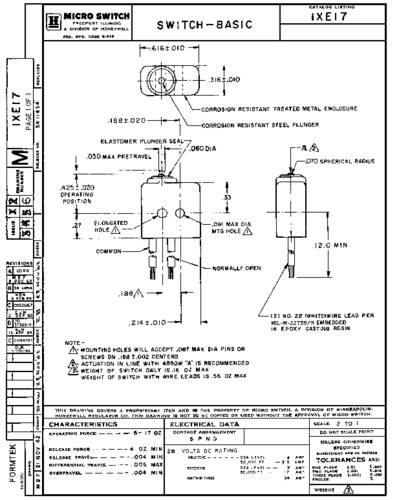 Honeywell SPS 1XE17 Klikschakelaar 1 stuk(s)