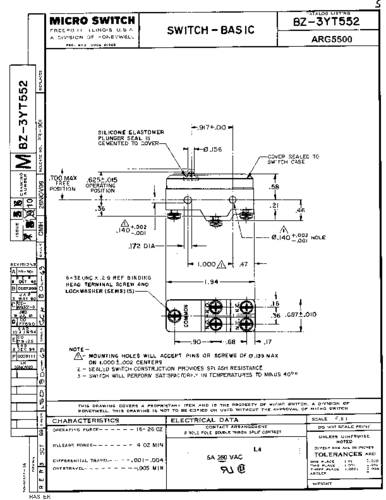 Honeywell SPS BZ-3YT552 Klikschakelaar 1 stuk(s)
